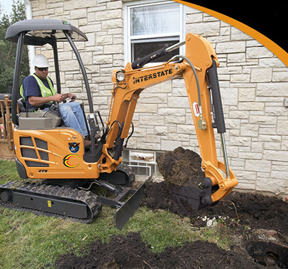 excavator in yard